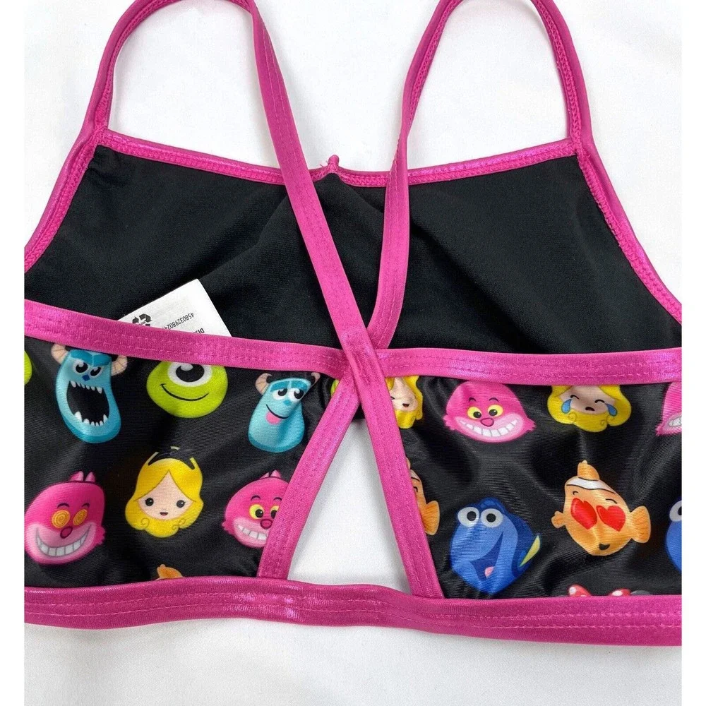 Disney Store Tsum Tsum Girl 9/10 Black Swim Bikini Top Nemo Minnie‎ Mickey Alice